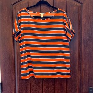 Jcrew Navy and Orange Silk top
